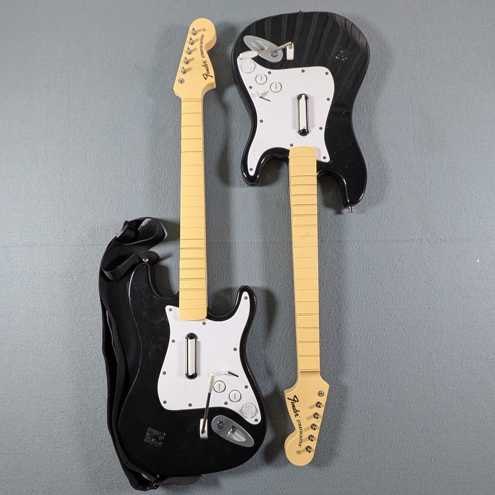 Fender Stratocaster Guitar Controller Rock Band PS3 Black White Lot 2 Untested